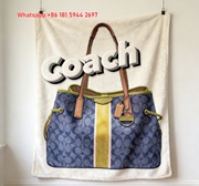 Coach Colorblock Signature Print Flannel Fleece Throw Blanket for Sofa and Wall Decor C195